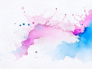 Blue and pink watercolor on a white background. The color splashes on the paper.