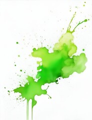 Green watercolor on a white background. The color splashes on the paper background