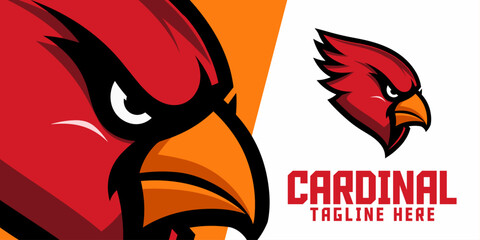 Create Your Unique Sport and Esport Brand with Cardinals Logo Icon Badge Emblem, Cardinal Bird Sport Mascot Logo, and Red Bird Animals Logo Template © Giu Studios