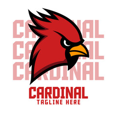 Sport and Esport Branding: Cardinals Logo Icon Badge Emblem Featuring Cardinal Bird Sport Mascot Logo and Red Bird Animals Logo Template