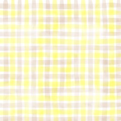 Yellow Beige Gingham Check Hand Drawn Background