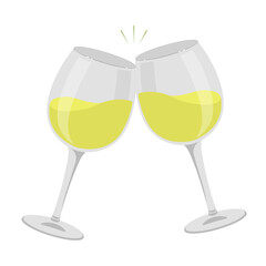 白ワインで乾杯_ベクターイラスト