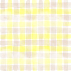 Yellow Beige Gingham Check Hand Drawn Background