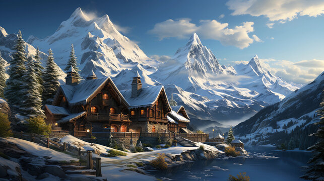 A ski mountain lodge / resort