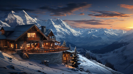 A ski mountain lodge / resort