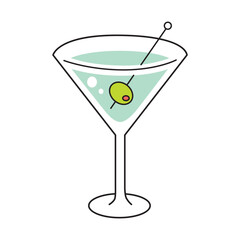 Martini cocktail glass isolated vector illustration