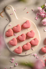 heart shape pink French macaroons 