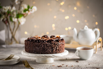Fototapeta na wymiar homemade chocolate cake dessert 