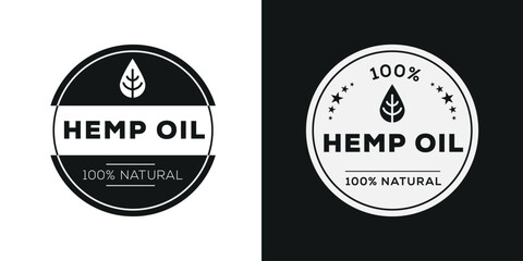 Fototapeta na wymiar Hemp oil label, vector illustration.