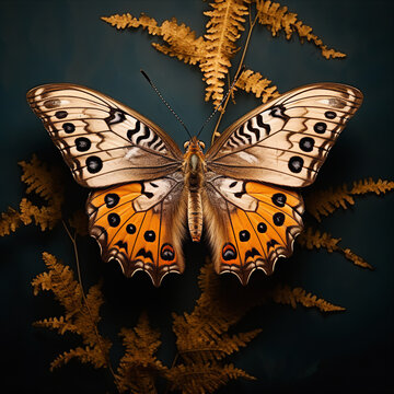 High-Quality Fine Art Photograph of Butterfly in Earth Tones with Dramatic Lighting and Artistic Composition