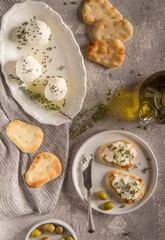 fresh homemade labneh balls with olive oil