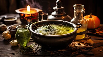 Witches Cauldron and Potion Recipes halloween background