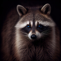 Portrait of raccoon. Digital painting created with Generative Ai technology