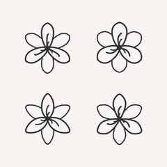 Saffron flower emblem. Set of 9 geometric shape. Modern linear design print.  Modern abstract linear compositions and graphic design elements.