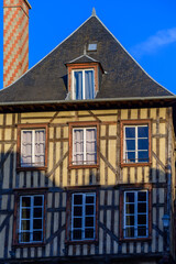 Fototapeta na wymiar Medieval central part of Troyes old city with half-timbered houses and narrow streets, Champagne, France, tourists destination