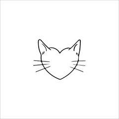 vector illustration of a heart shaped cat's head