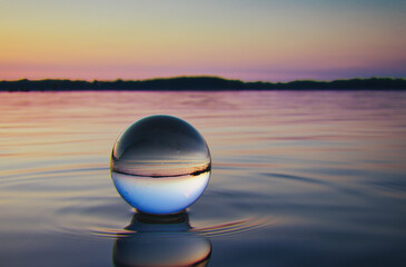 Sunset - Lensball - Lake -  Landscape - Beautiful - silhouette  - Sunrise Sea - Colorful - Reed -...