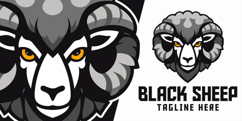Black Sheep Sport Mascot: Logo Icon Badge Emblem