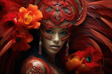 Exotic portrait of beautiful woman model