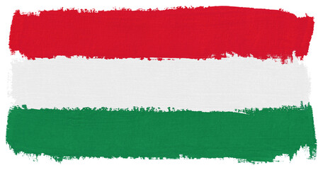 Flag of Hungary paint brush stroke texture isolated on transparent background