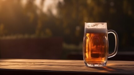 Beer in glass. Created with Generative AI technology.