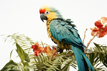 Obraz premium Exotic parrot on white background