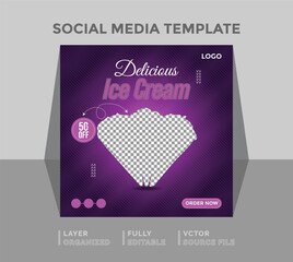 VECTOR Social Media Instagram Facebook Ice Cream Summer Social Media Promotion Post Design