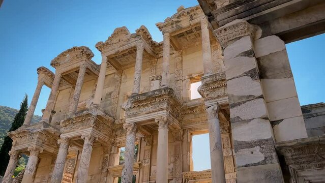 Celsus Library in Ephesus Ancient City. Popular tourism destination. Selcuk, Izmir, Turkey