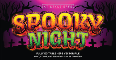 Spooky Night Text Style Effect. Editable Graphic Text Template.