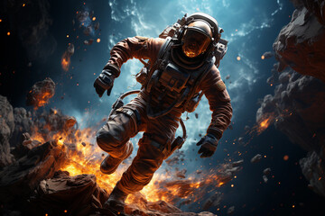 a space man explores the edges of the universe