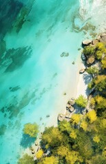 Landscape with top view, beautiful island and sea. Generative AI
