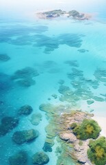 Fototapeta na wymiar Landscape with top view, beautiful island and sea. Generative AI