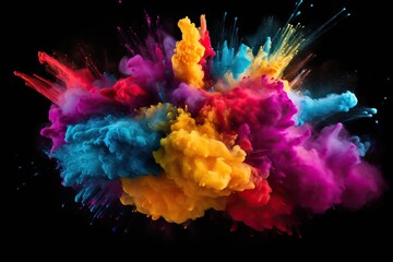 Splash of colored powder on a black background