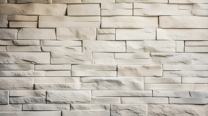 Cream and white brick wall texture background. Brickwork and stonework flooring interior rock pattern design. generative AI