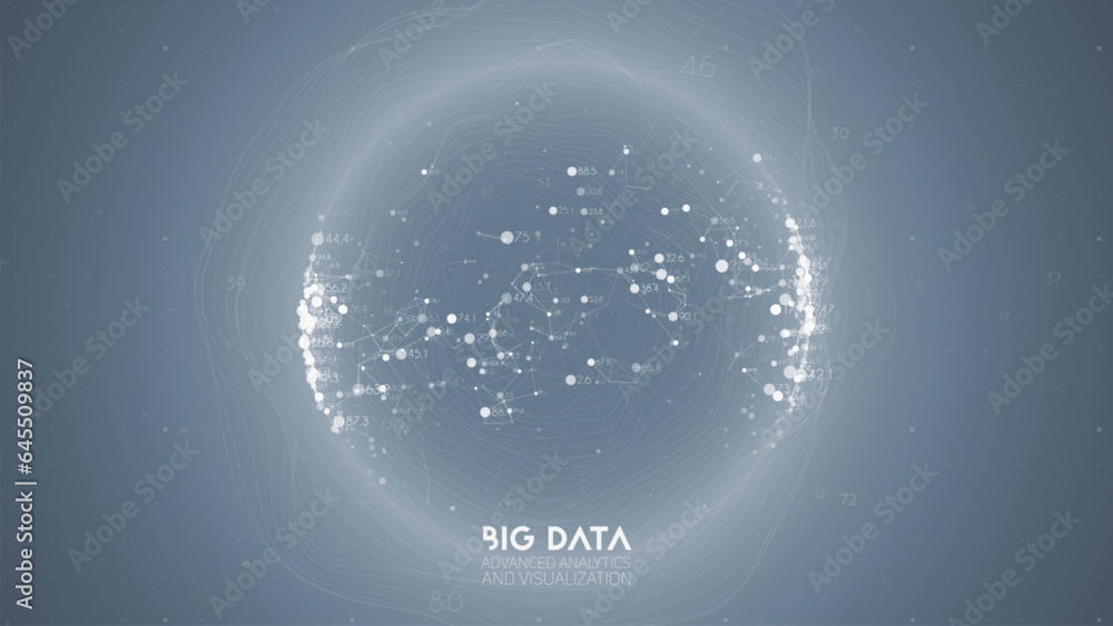 Aufkleber Big data visualization. Futuristic infographic. Information aesthetic design. Visual data complexity. Complex data threads graphic visualization. Abstract data graph.