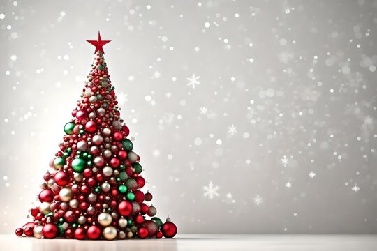 christmas tree made of Christmas decoration balls, generative AI 