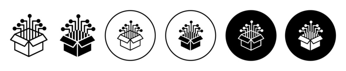 Digital product box Icon. Online e commerce delivery package service symbol. Courier parcel for shipping vector sign