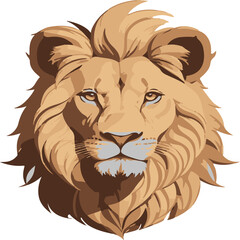 Vector illustration of a male lion head for logo, symbol, sticker, tattoo t-shirt design, simple flat design on a white background

