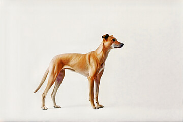 Indie Dog standing with plain white background ,Generative AI