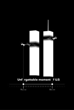 The Unforgettable Moment Of The U.S. On September 11, 2001. Two Towers Were Impacted By Flight 11 And Flight 175.