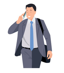 vector illustration of businessman talking on the phone