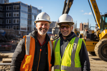 Developer and construction worker on contruction site