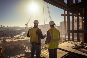 Developer and construction worker on construction site