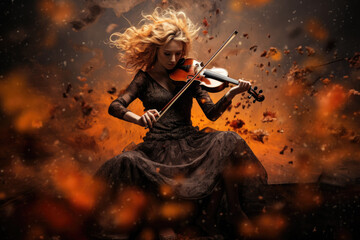 Woman with playing on violin
