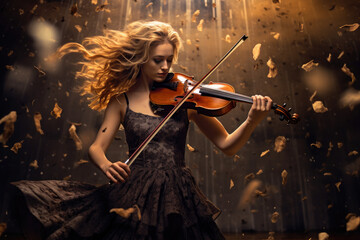 Woman with playing on violin