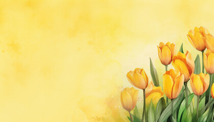 yellow tulip flowers watercolor background