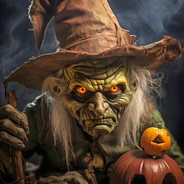 Halloween goblin with hat.AI generated.
