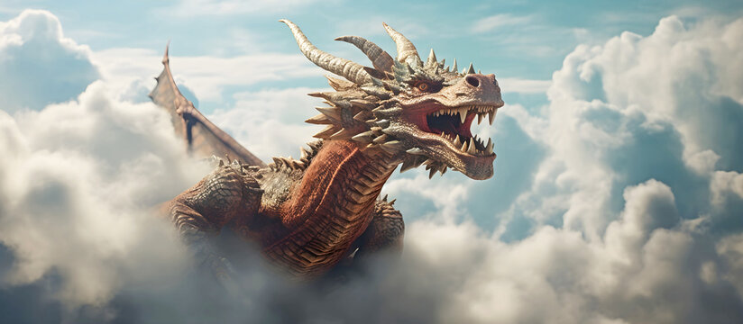 Dragons  in the clouds. AI generated.