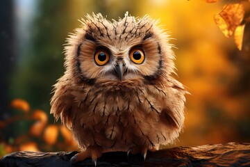  fluffy owl in the morning, vibrant color
