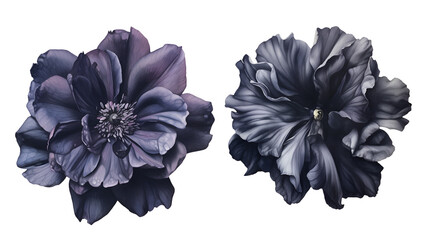 Gothic flowers watercolor clipart illustration with isolated background